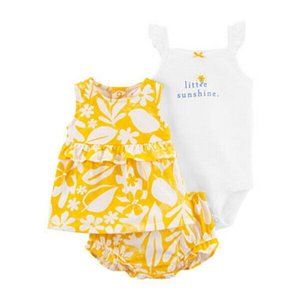 CARTER'S 3-pc.GIRLS SHORT SET 12m (NIP) Yellow and white